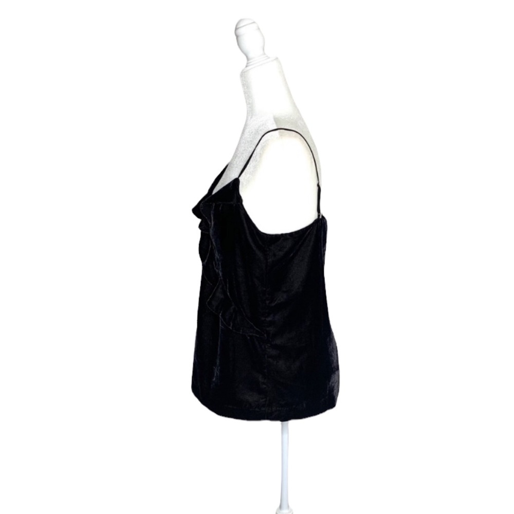 J Crew Black Velvet Ruffle Front Size 6T Tank Top - Picture 2 of 5